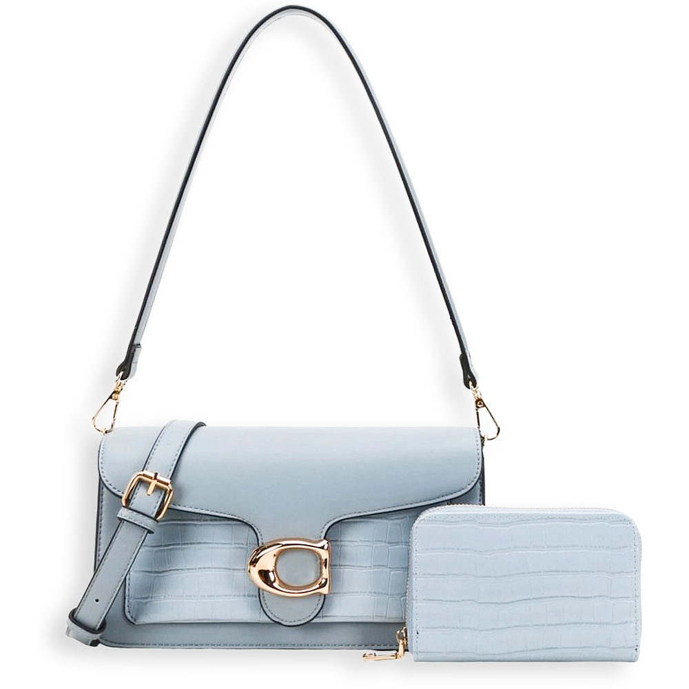 2pc Half Moon Croc Shoulder-Crossbody with Wallet