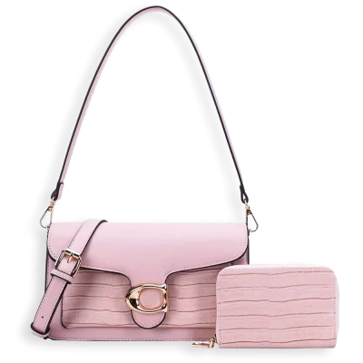 2pc Half Moon Croc Shoulder-Crossbody with Wallet