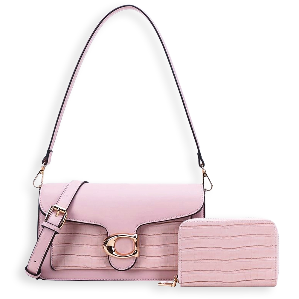 2pc Half Moon Croc Shoulder-Crossbody with Wallet
