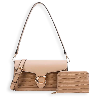 2pc Half Moon Croc Shoulder-Crossbody with Wallet