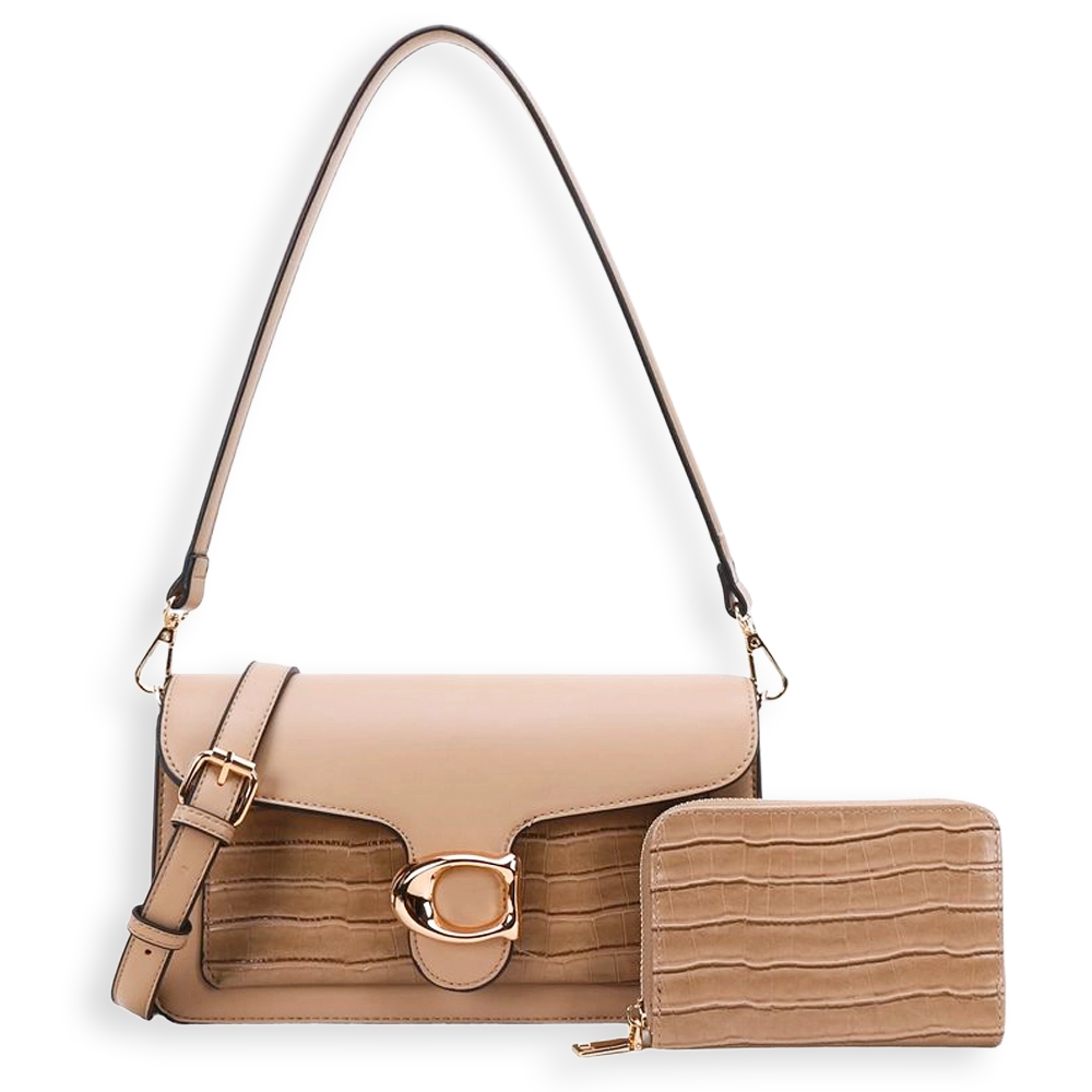 2pc Half Moon Croc Shoulder-Crossbody with Wallet