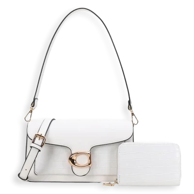 2pc Half Moon Croc Shoulder-Crossbody with Wallet