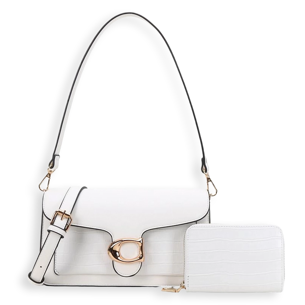 2pc Half Moon Croc Shoulder-Crossbody with Wallet