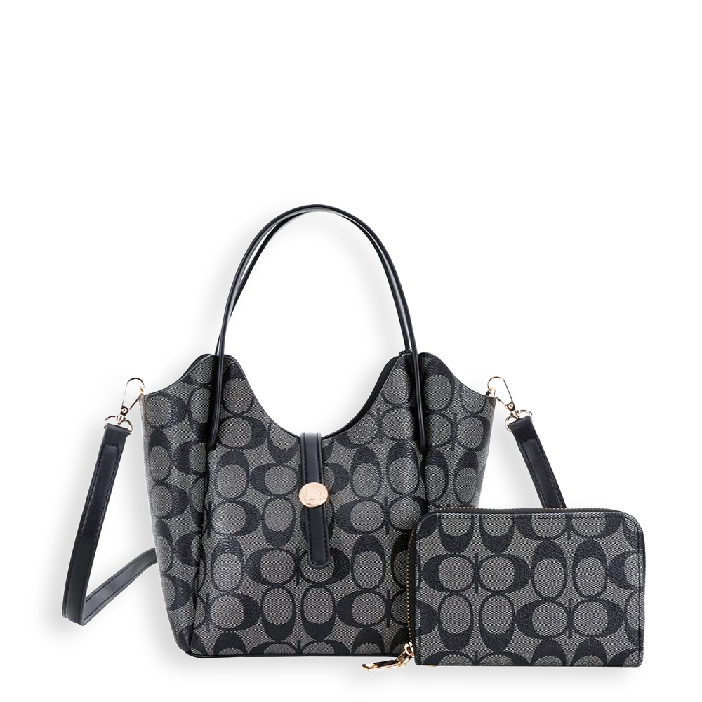 2pc Half Moon Button Strap with Wallet