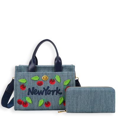 2pc NY Cherry Tote with Wallet