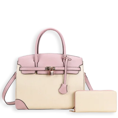 2pc Lock Charm Satchel with Wallet