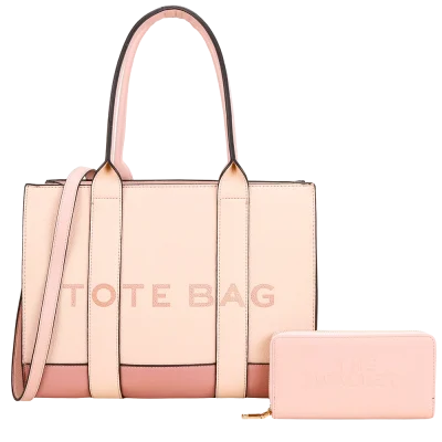 2pc XL Leather Tote Bag with Wallet