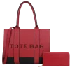 2pc XL Leather Tote Bag with Wallet