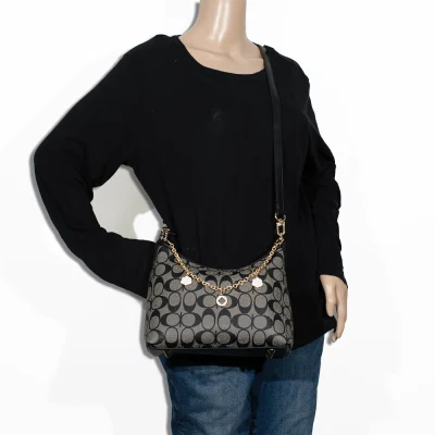 2pc Half Moon Shoulder-Crossbody with Wallet & Charm Chain