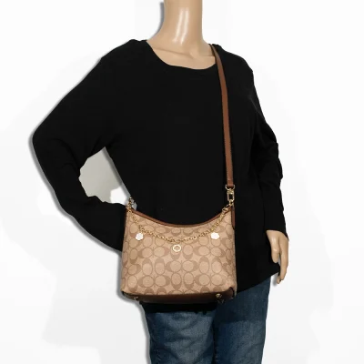 2pc Half Moon Shoulder-Crossbody with Wallet & Charm Chain