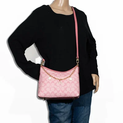2pc Half Moon Shoulder-Crossbody with Wallet & Charm Chain
