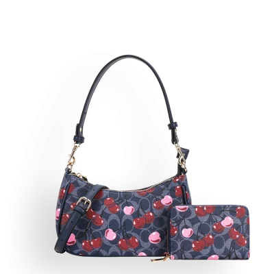 2pc Cherry Half Moon Shoulder-Crossbody with Wallet