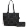2pc Denim Half Moon Tote with Wallet