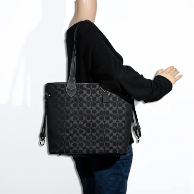 2pc Denim Half Moon Tote with Wallet