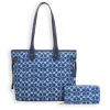 2pc Denim Half Moon Tote with Wallet