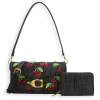 2pc Denim Half Moon Cherry Shoulder-Crossbody with Wallet
