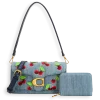 2pc Denim Half Moon Cherry Shoulder-Crossbody with Wallet