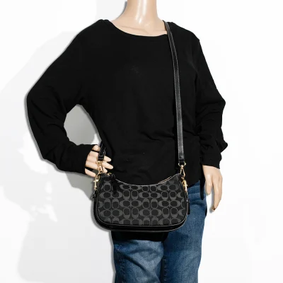 2pc Denim Half Moon Shoulder-Crossbody with Wallet