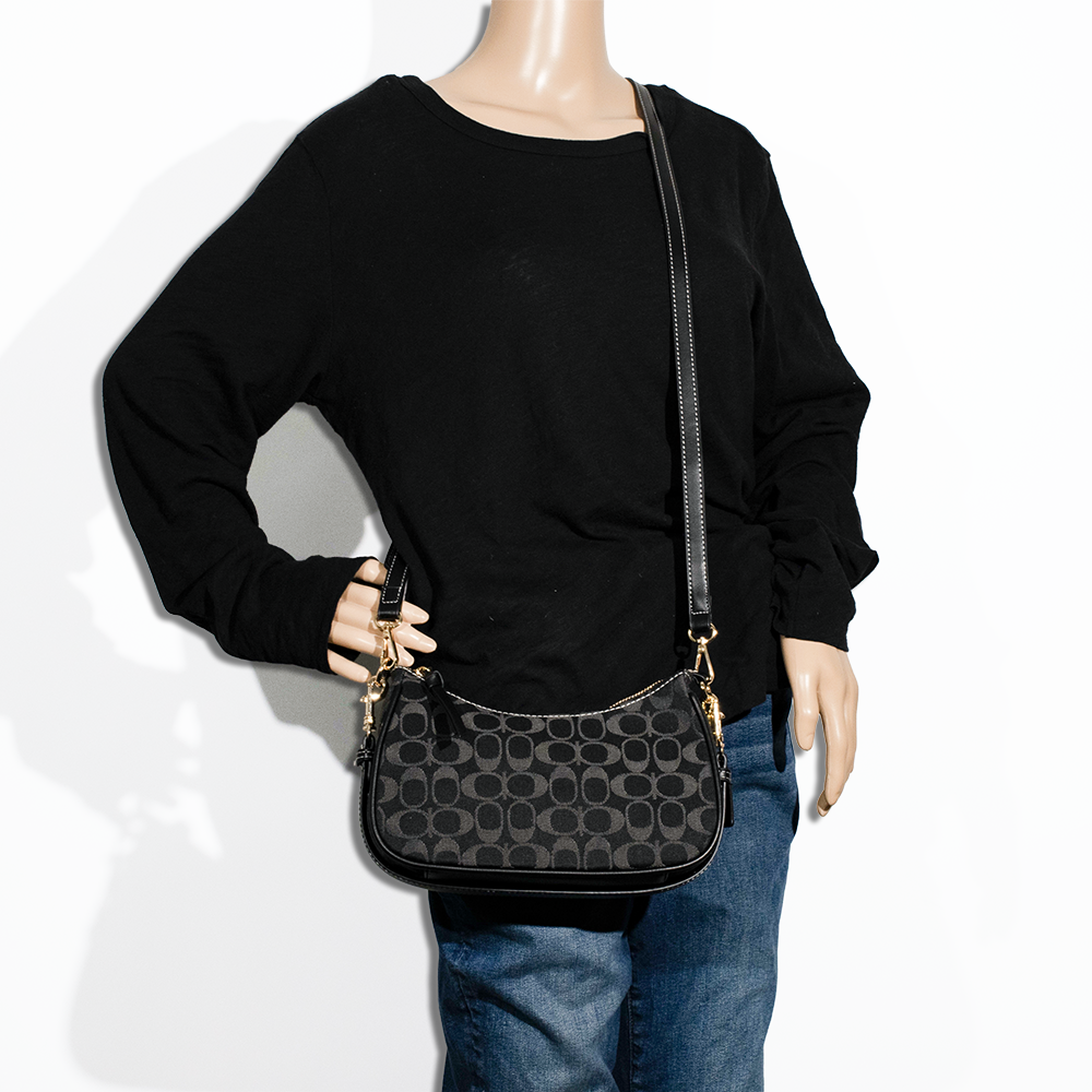 2pc Denim Half Moon Shoulder-Crossbody with Wallet