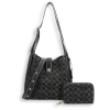 2pc Denim Half Moon Shoulder-Crossbody with Wallet
