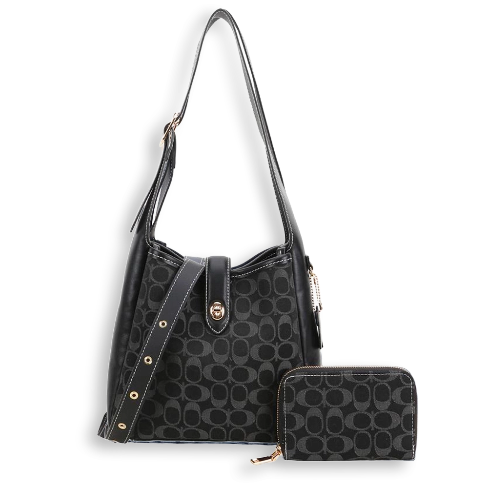 2pc Denim Half Moon Shoulder-Crossbody with Wallet