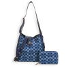 2pc Denim Half Moon Shoulder-Crossbody with Wallet
