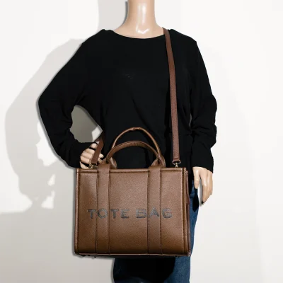 2pc Large Leather Tote Bag with Wallet