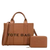 2pc Medium Tote Bag with Wallet *PU Leather*