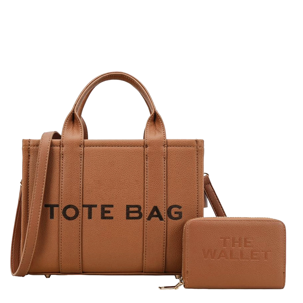 2pc Medium Tote Bag with Wallet *PU Leather*