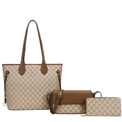 3pc Monogram Tote with Wallet & Crossbody
