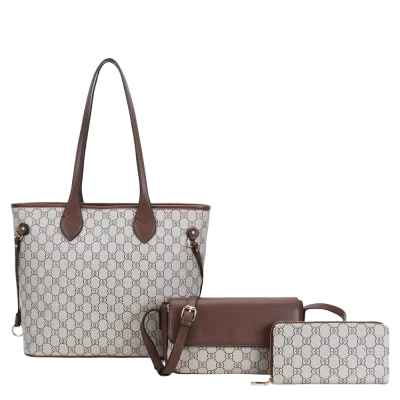 3pc Monogram Tote with Wallet & Crossbody