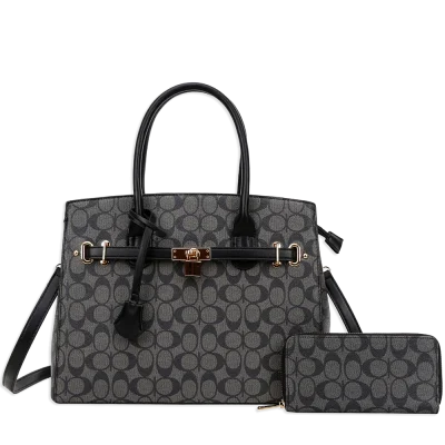 2pc Half Moon Lock Charm Satchel with Wallet