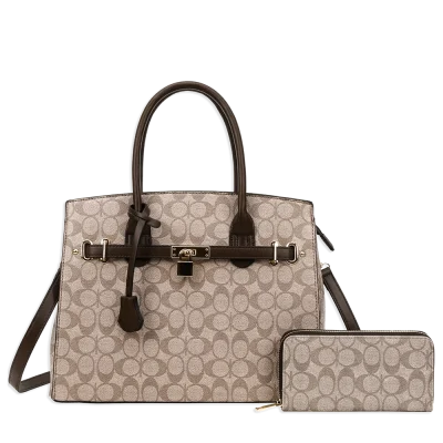 2pc Half Moon Lock Charm Satchel with Wallet