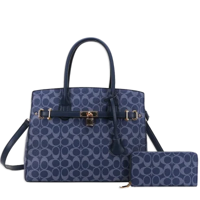 2pc Half Moon Lock Charm Satchel with Wallet