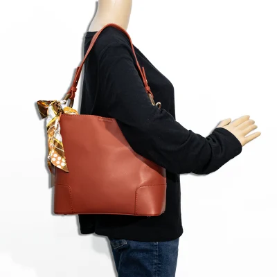 Bucket Shoulder Bag with Scarf