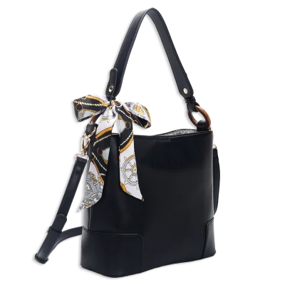 Bucket Shoulder Bag with Scarf