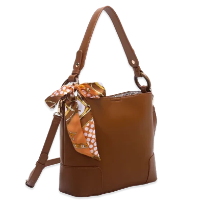 Bucket Shoulder Bag with Scarf