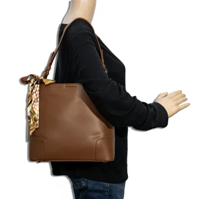 Bucket Shoulder Bag with Scarf
