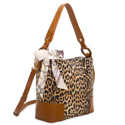 Bucket Shoulder Bag with Scarf
