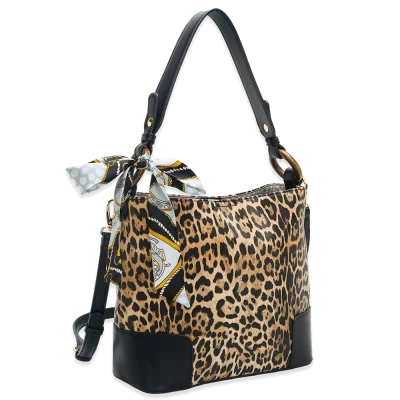 Bucket Shoulder Bag with Scarf