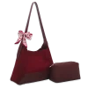 2pc Suede Shoulder Bag with Cosmetic Bag