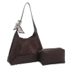 2pc Suede Shoulder Bag with Cosmetic Bag