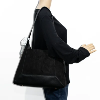 2pc Suede Shoulder Bag with Cosmetic Bag