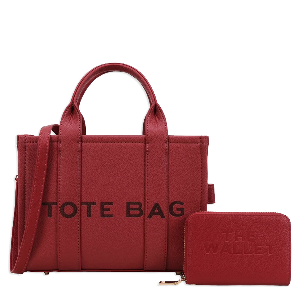 2pc Medium Tote Bag with Wallet *PU Leather*