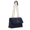 Suede Quilted Logo Shoulder Bag
