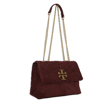 Suede Quilted Logo Shoulder Bag