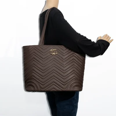 3pc Quilted Chevron Tote with Wallet & Crossbody