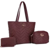 3pc Quilted Chevron Tote with Wallet & Crossbody