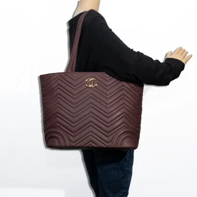 3pc Quilted Chevron Tote with Wallet & Crossbody