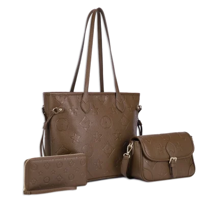 3pc Flower tote with Wallet & Crossbody